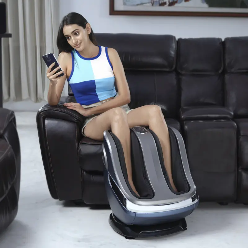 Woman relaxing On LI950 Foot and Calf Massager