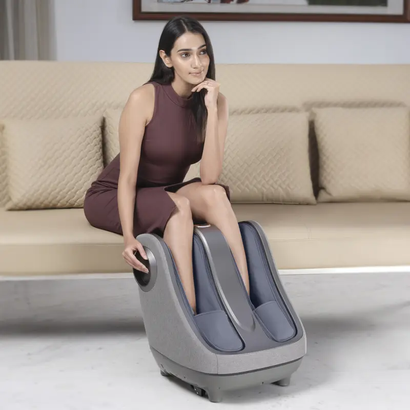 Woman relaxing On LI750 Foot and Calf Massager