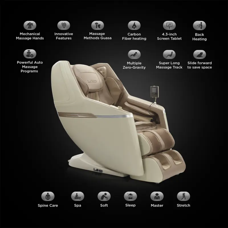 Lixo LI4411 massage chair with feature icons on black background