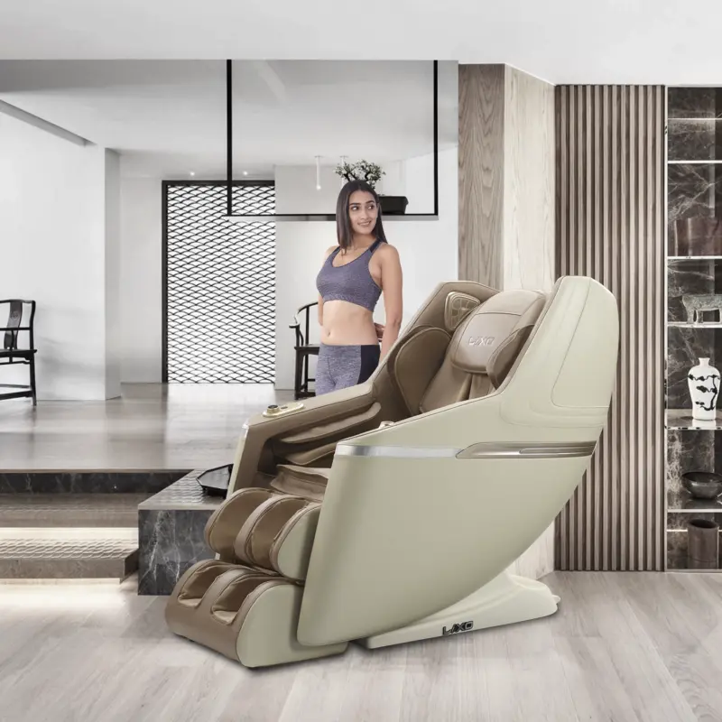 Lixo LI4411 massage chair in a modern luxury living room with ambient lighting