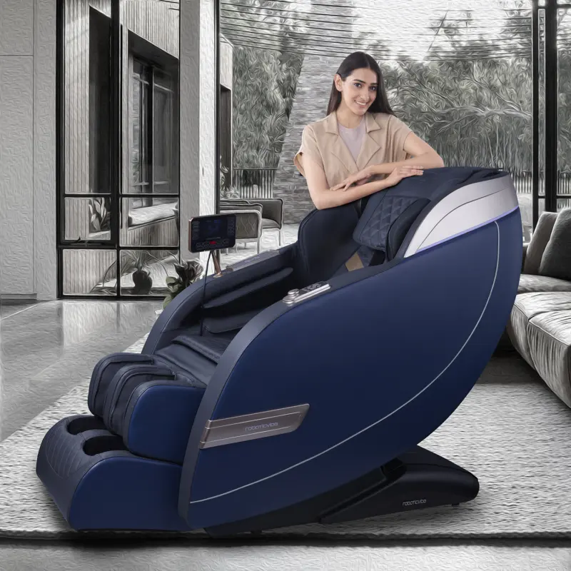 Model relaxing on RV3030 Blue chair