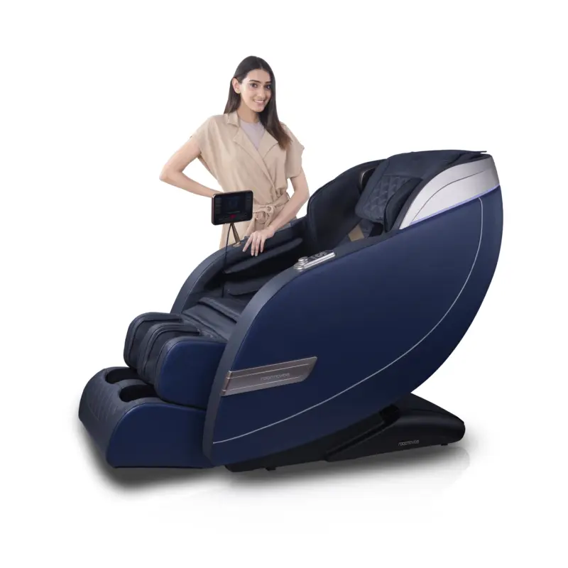 Model beside RV3030 Blue on white bg
