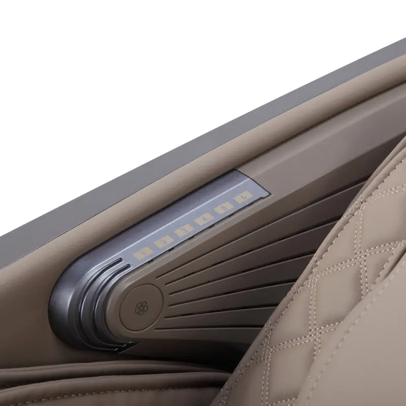 Armrest and panel design close-up of beige RV7575 chair