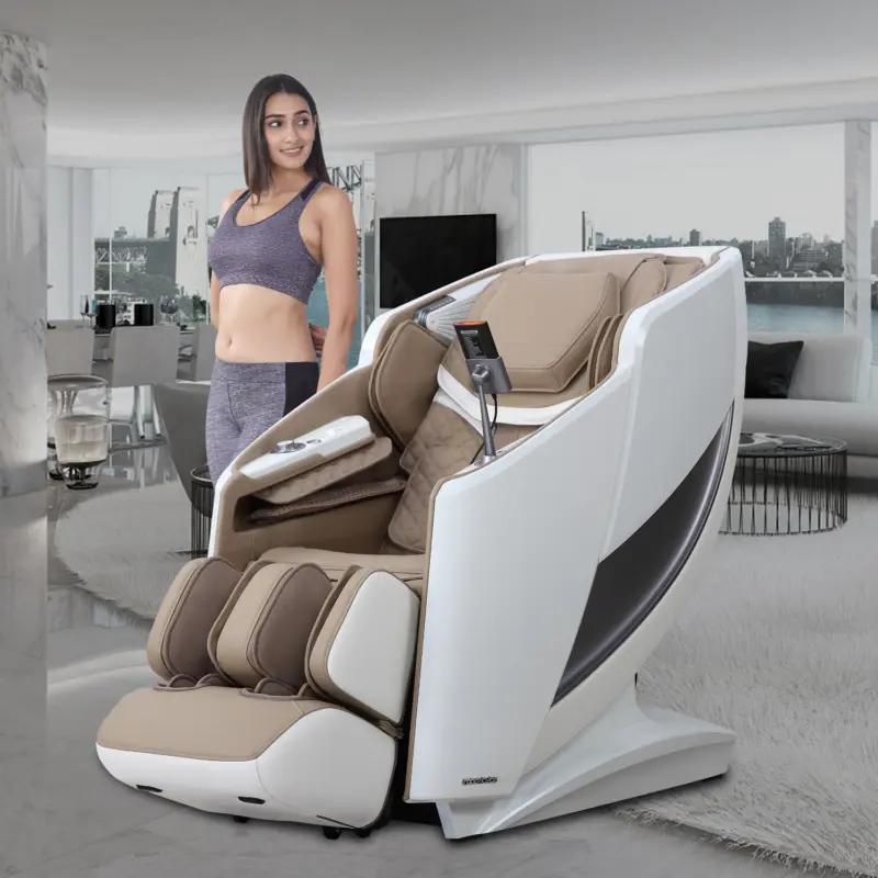 RV7575 white and brown chair in modern living room with model